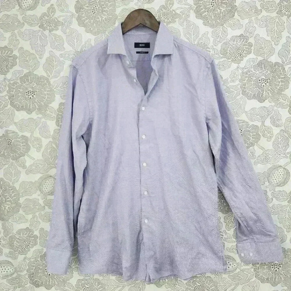 Hugo Boss Button down Long sleeve Dress Shirt Men's Size 16 Patterned 8959 - Picture 1 of 9
